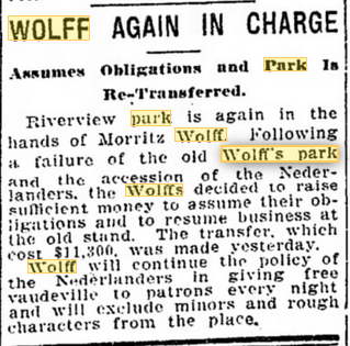 Wolffs Amusement Park - 1907 Changing Hands